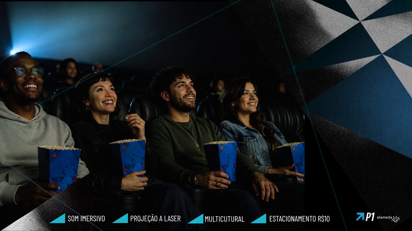 Sala do Cinema Alameda com projeção a laser, som imersivo e programação de filmes em Juiz de Fora